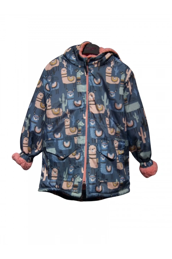 LAMA DESENLİ BEL LASTİKLİ KIZ MONT