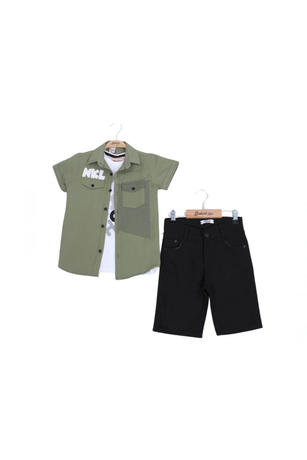 NKL BASKILI GÖMLEKLİ ŞORTLU ERKEK TAKIM