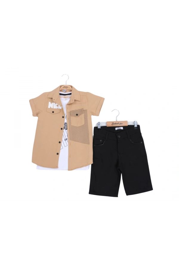 NKL BASKILI GÖMLEKLİ ŞORTLU ERKEK TAKIM