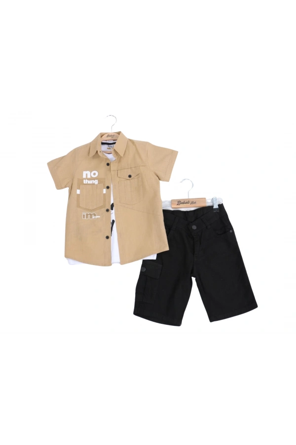 NO THING BASKILI GÖMLEKLİ ŞORTLU ERKEK TAKIM