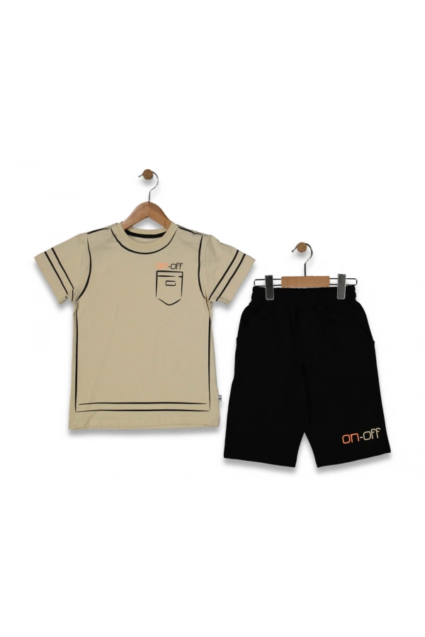 ON-OFF BASKILI ŞORTLU ERKEK TAKIM