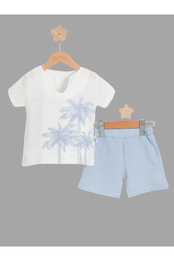 PALMİYE BASKILI ŞORTLU ERKEK TAKIM