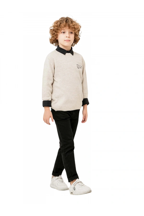 PARİS DETAYLI JEANS PANTOLONLU KAZAKLI ERKEK TAKIM