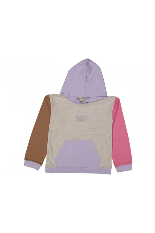 POSITIVE EFFECT NAKIŞLI KAPUŞONLU KIZ SWEATSHIRT