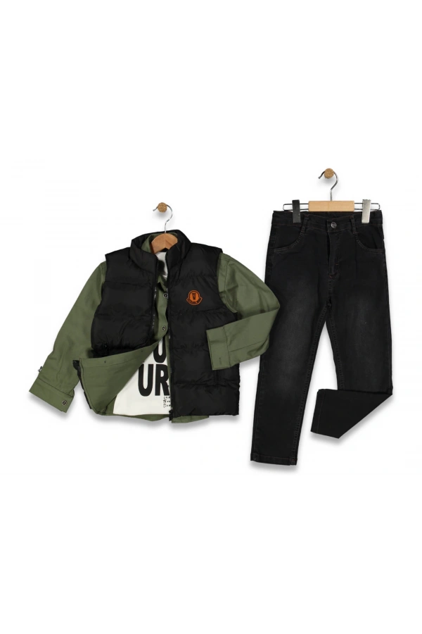 ŞİŞME YELEKLİ GÖMLEKLİ 4LÜ ERKEK TAKIM