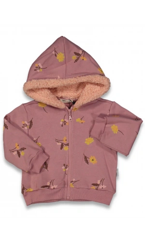 ÇİÇEK DESENLİ KAPÜŞONLU KIZ HIRKA