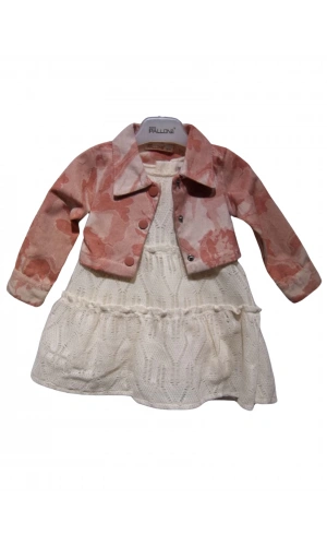 GÜPÜR ELBİSELİ CEKETLİ KIZ TAKIM