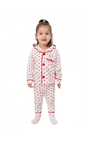 KALP BASKILI KIZ PİJAMA TAKIMI