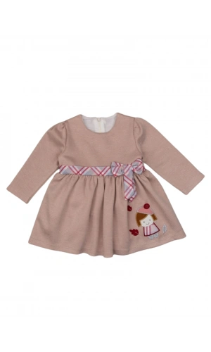 NAKIŞLI FİYONKLU KIZ ELBİSE