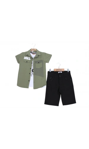 NKL BASKILI GÖMLEKLİ ŞORTLU ERKEK TAKIM