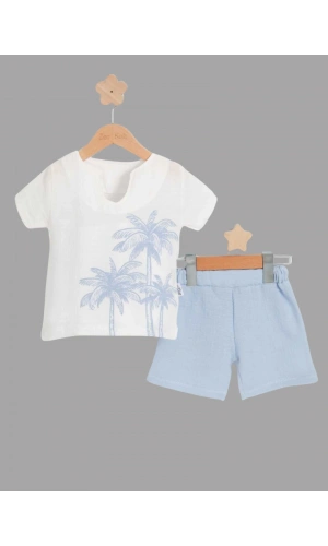 PALMİYE BASKILI ŞORTLU ERKEK TAKIM