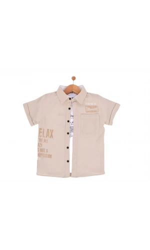 RELAX BASKILI T-SHIRTLÜ MÜSLİN ERKEK GÖMLEK