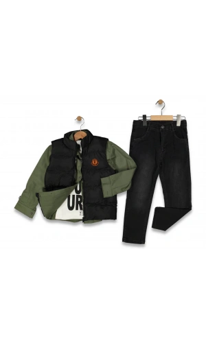 ŞİŞME YELEKLİ GÖMLEKLİ 4LÜ ERKEK TAKIM