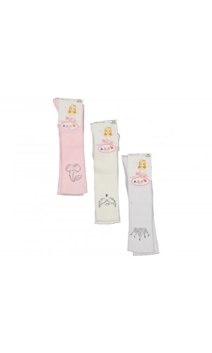 KIZ BEBEK TAŞ İŞLEMELİ DİZ ALTI ÇORAP