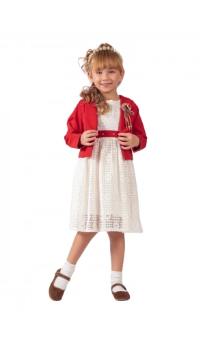 CEKETLİ GÜPÜRLÜ KIZ ELBİSE