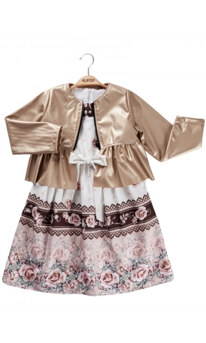 ÇİÇEK DESENLİ CEKETLİ KIZ ELBİSE