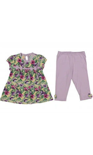 ÇİÇEK DESENLİ FİYONKLU KIZ TAKIM