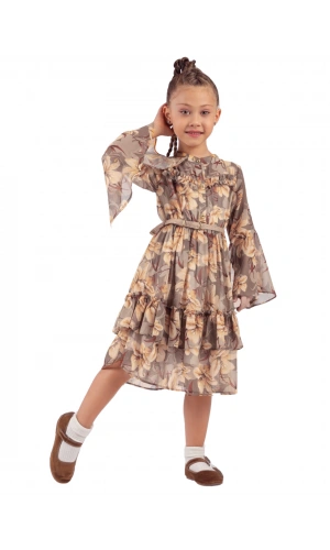 ÇİÇEK DESENLİ KIZ ELBİSE