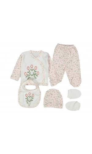 ÇİÇEK NAKIŞLI 5Lİ KIZ ZIBIN SETİ