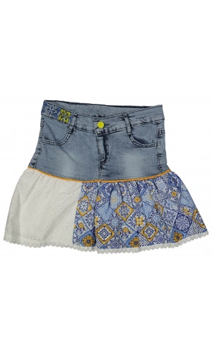 ETNİK DESEN JEANS ETEK