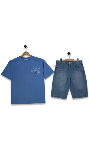 GREAT BASKILI JEANS ŞORTLU ERKEK TAKIM