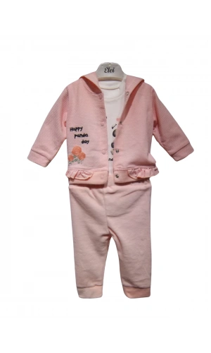 HAPPY PANDA BASKILI KAPÜŞONLU KIZ TAKIM