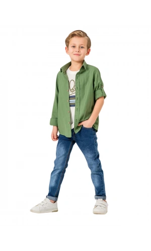 JEANS PANTOLONLU GÖMLEKLİ 3LÜ ERKEK TAKIM