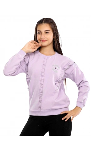 KALP NAKIŞLI FIRFIRLI KIZ SWEATSHIRT