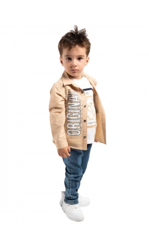 ORIGINAL BASKILI KETEN GÖMLEKLİ 3LÜ TAKIM