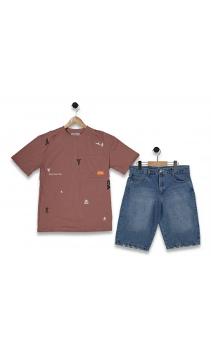 SÖRFÇÜ BASKILI ŞORTLU ERKEK TAKIM