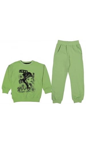 SWEET ROSE BASKILI KIZ EŞOFMAN TAKIMI