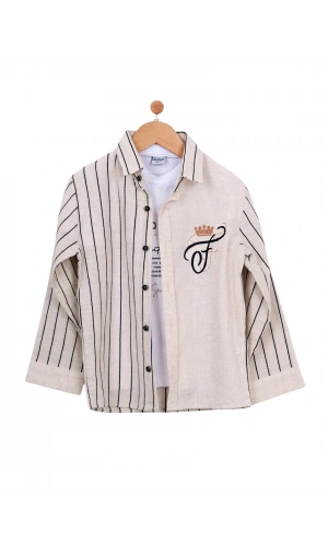 TAÇ NAKIŞLI T-SHIRTLU ERKEK GÖMLEK