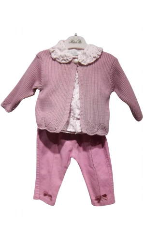 TRİKO HIRKALI YAKA DETAYLI KIZ TAKIM