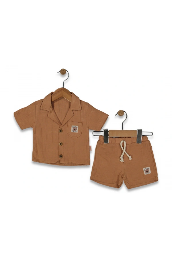 AYICIK DETAYLI GÖMLEKLİ ŞORTLU ERKEK TAKIM