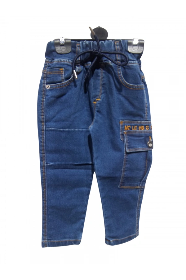 BEL BAĞCIKLI KARGO CEPLİ NAKIŞLI JEANS PANTOLON