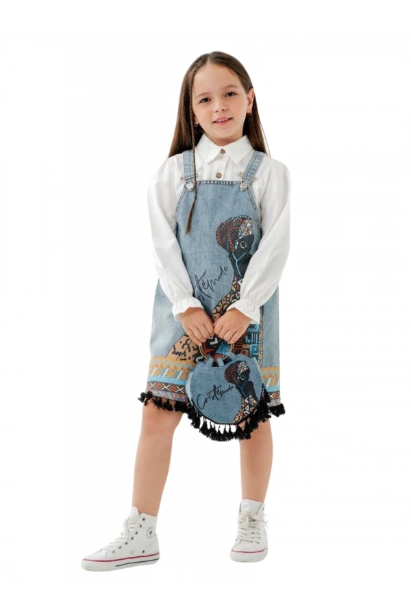 ÇANTALI JİLELİ ÖZGÜN JEANS KIZ TAKIM