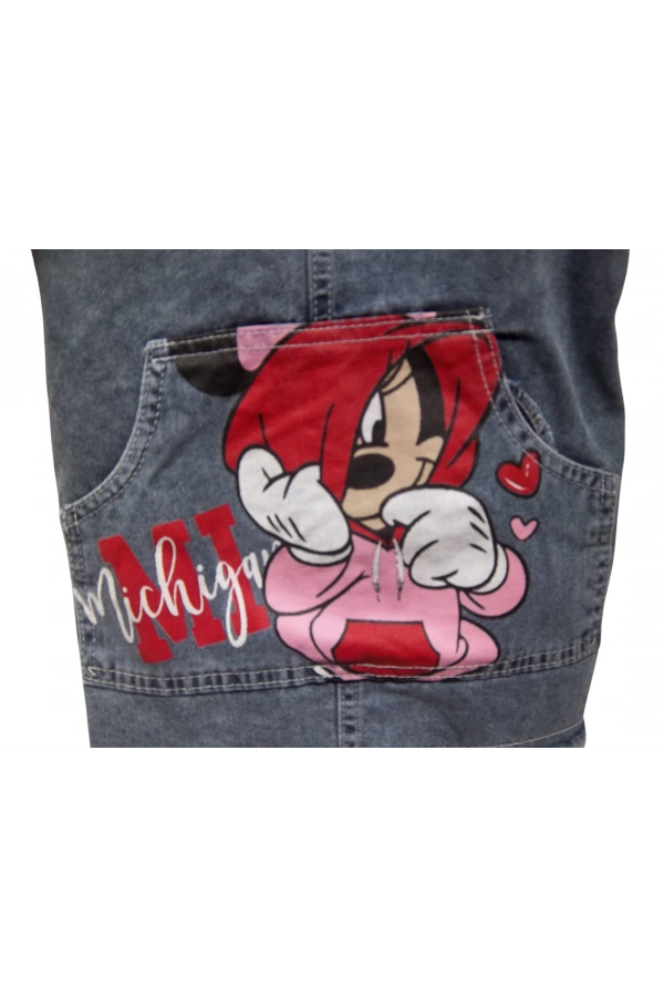 MINNE BASKILI ÇANTALI JİLELİ JEANS KIZ TAKIM