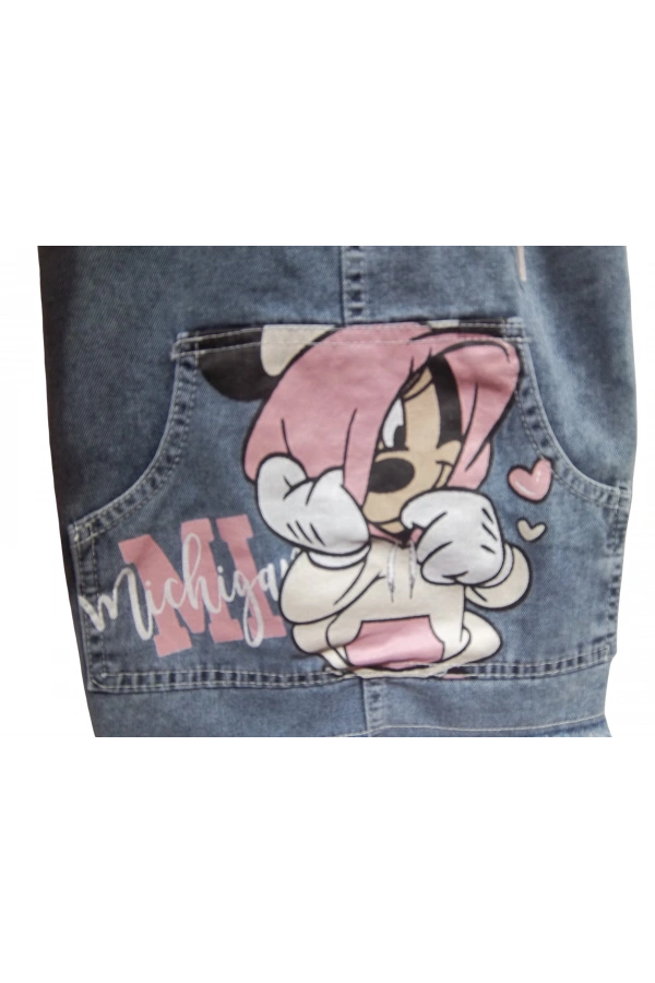 MINNE BASKILI ÇANTALI JİLELİ JEANS KIZ TAKIM