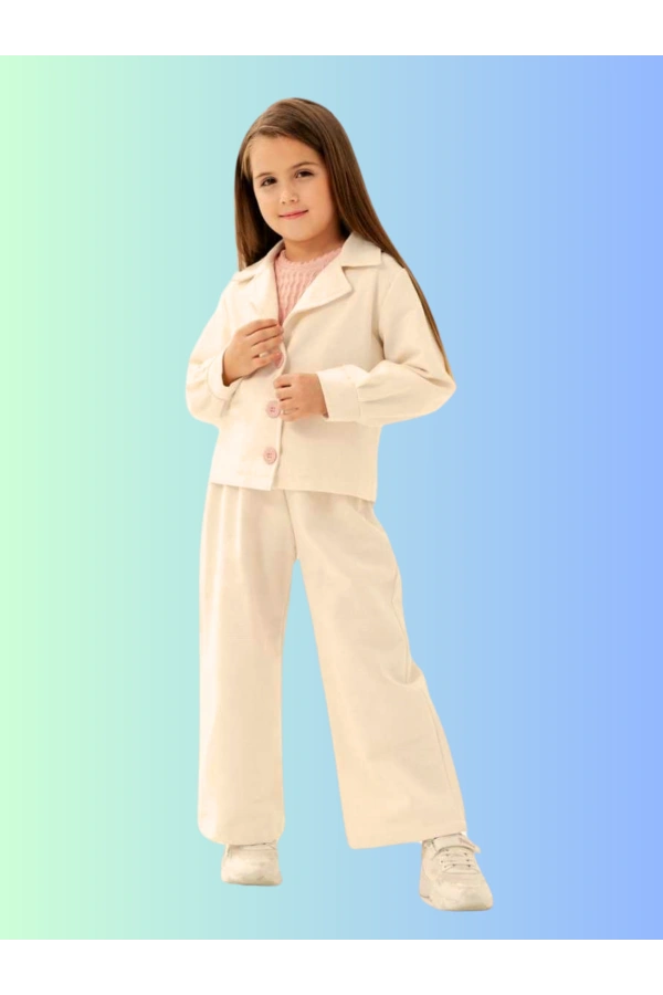 CEKETLİ 3LÜ KETEN KIZ TAKIM