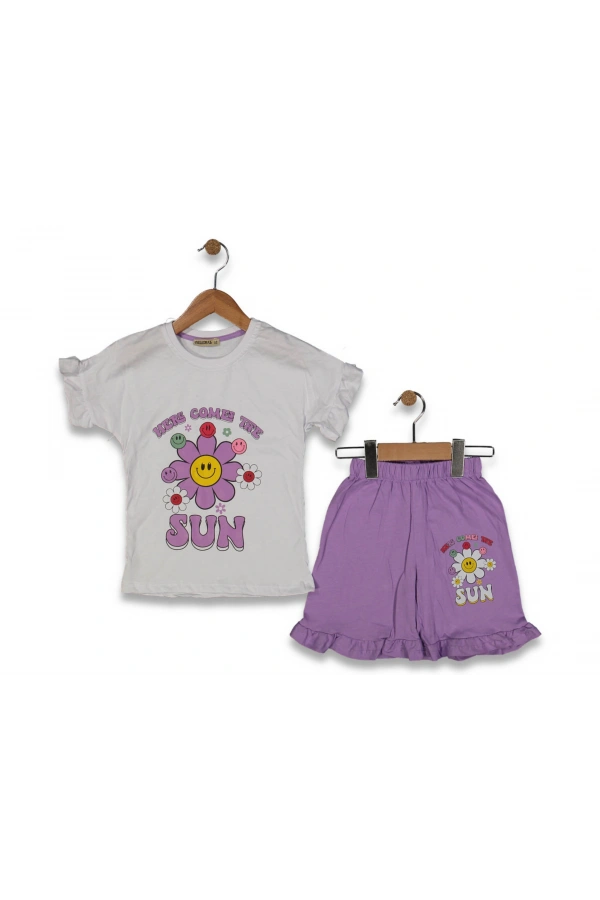 ÇİÇEK BASKILI ŞORTLU KIZ TAKIM