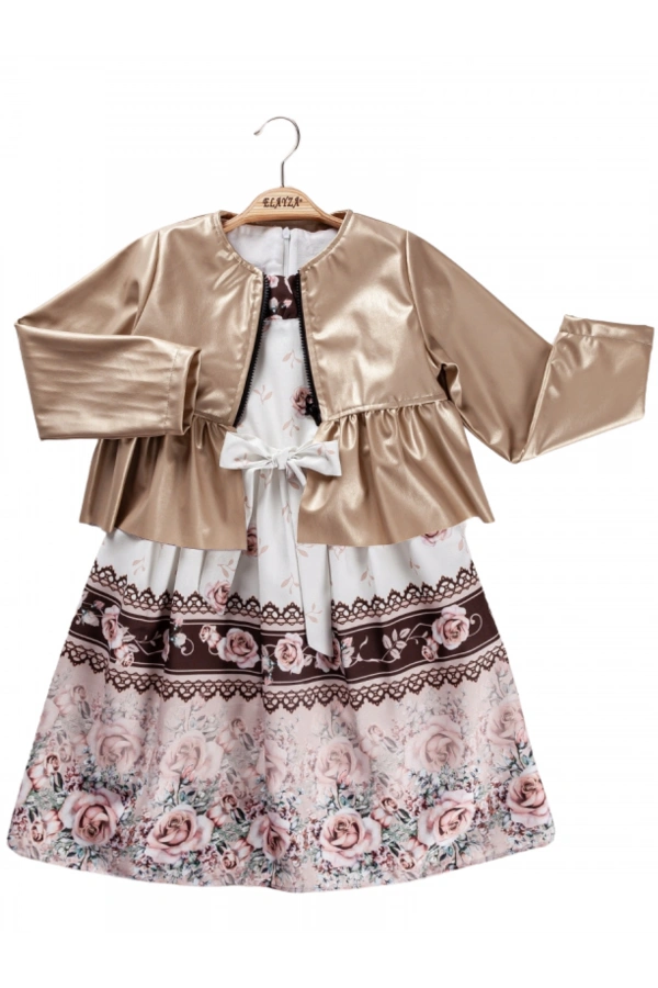 ÇİÇEK DESENLİ CEKETLİ KIZ ELBİSE