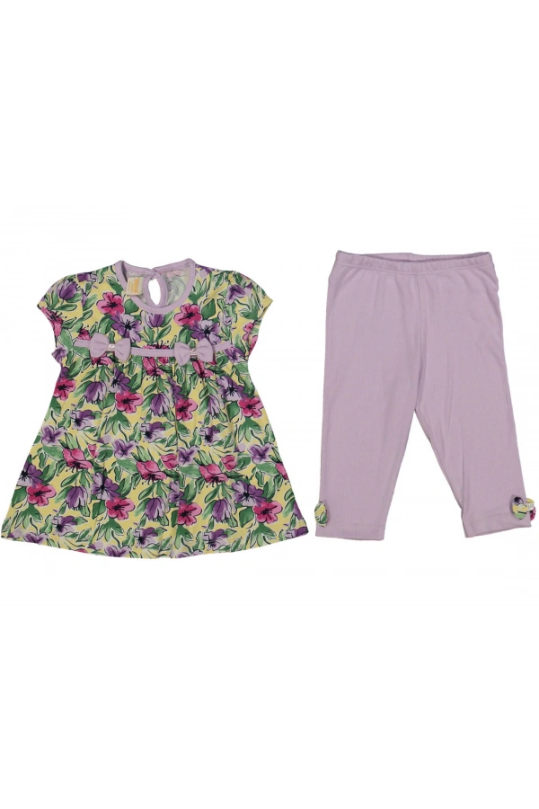 ÇİÇEK DESENLİ FİYONKLU KIZ TAKIM