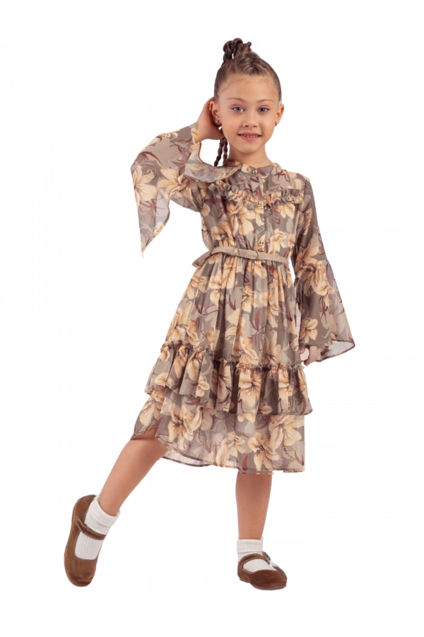 ÇİÇEK DESENLİ KIZ ELBİSE