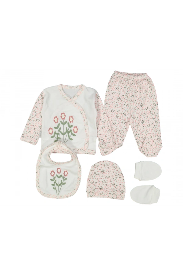 ÇİÇEK NAKIŞLI 5Lİ KIZ ZIBIN SETİ