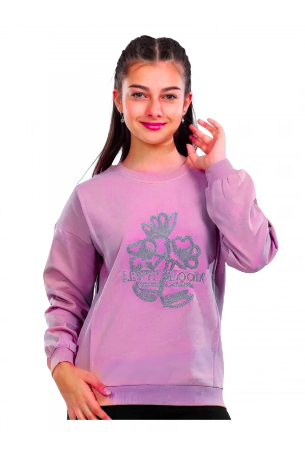 ÇİÇEK NAKIŞLI KIZ SWEATSHIRT