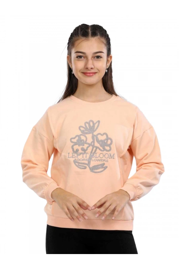 ÇİÇEK NAKIŞLI KIZ SWEATSHIRT