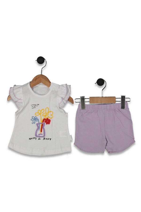 ÇİÇEKLİ ŞORTLU KIZ TAKIM