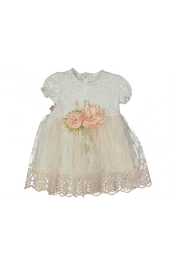 ÇİÇEKLİ TÜLLÜ KIZ ELBİSE