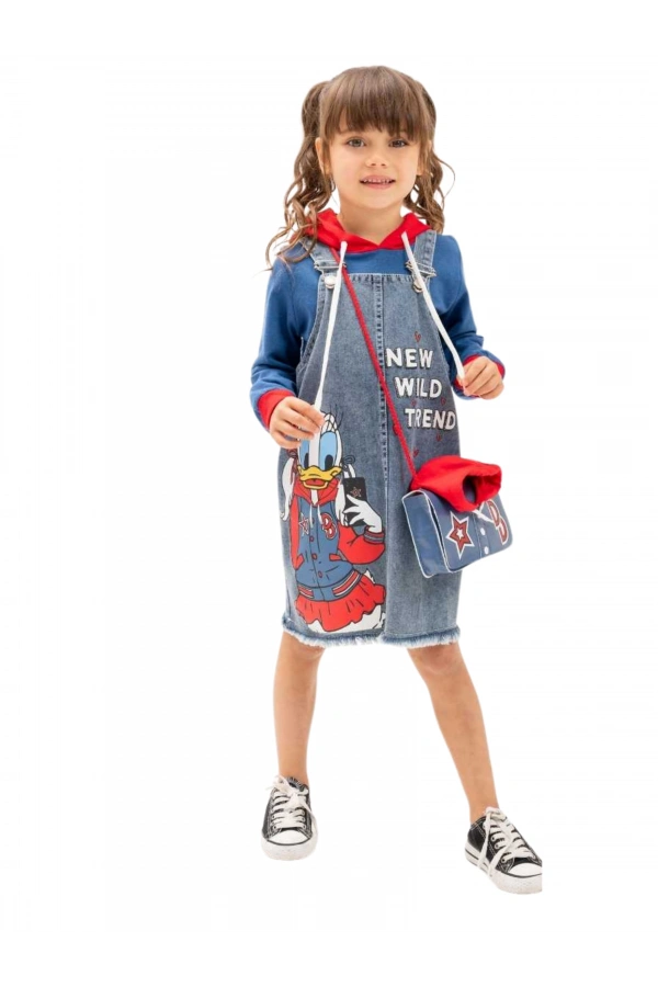 DAISY BASKILI ÇANTALI JİLELİ JEANS KIZ TAKIM