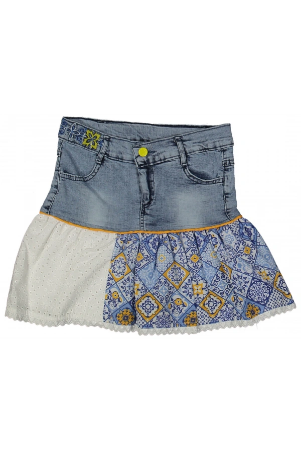 ETNİK DESEN JEANS ETEK